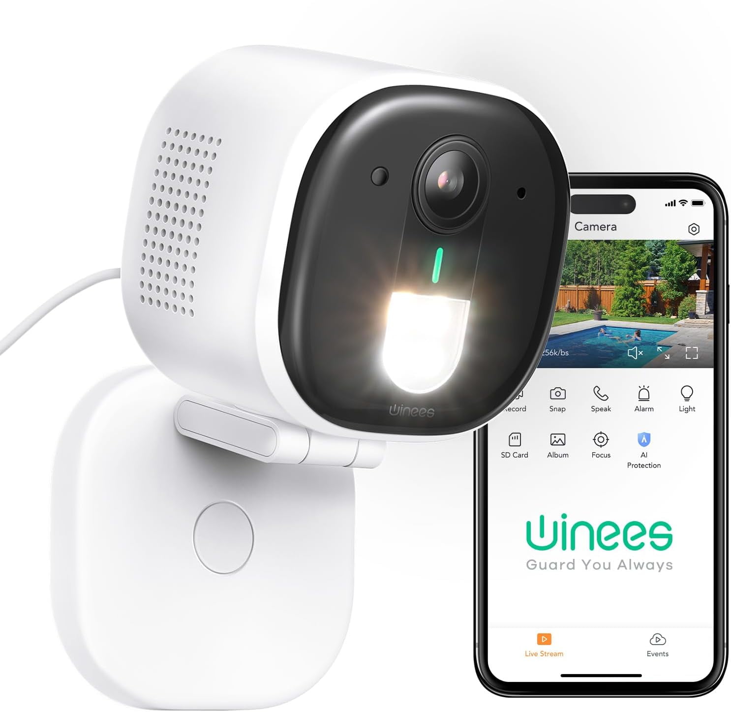 Security Cameras Outdoor, Wired 2K Wi-Fi Cameras for Home Security, 2.4G Indoor Camera, Human/Pet AI Detection, Color Night Vision, 2-Way Audio, Support Cloud/128G SD Card Storage