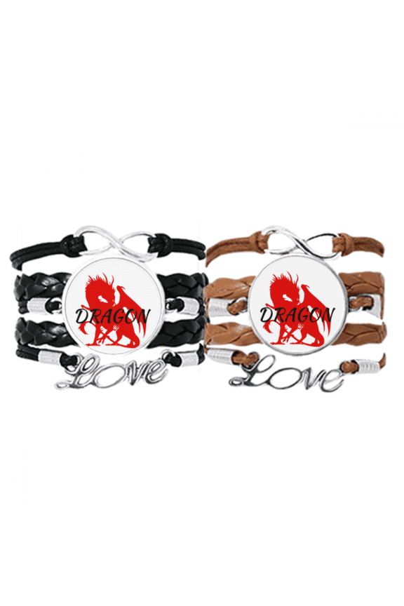 winged animal dragon myth east west bracelet hand strap leather wristband double set