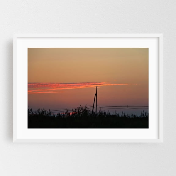 With my wings comes freedom - New Jersey Photography Sunset Minimalist Silhouette Nature Scenic Landscape Bird White Framed Wall Art Print 24 x 36 inches