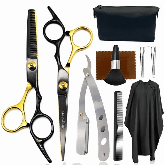 wingsbro 6.7 Inches Professional Hair Cutting Scissors Kit for Men and Women, Hairdressing Scissors Thinning Scissors Set for Salon Barber