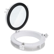 Winibo 10 1/2" Round Boat Porthole Window, Portlight Hatch with ABS Plastic & Tempered Glass for Boat, Yacht, RV, Marine Applications White