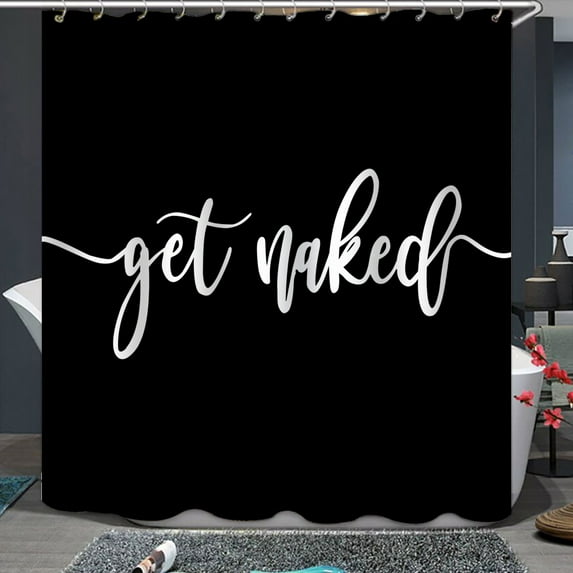 winolive Black Polyester Shower Curtain, 71" x 71"