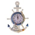 thumbnail image 1 of winomo mediterranean style anchor clock beach sea theme nautical ship wheel rudder steering wheel decor wall hanging decoration, 1 of 1