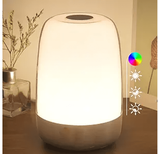 winshine Touch Wake Up Night Light with Sunrise Simulation Alarm Clock, 3 Ways Dimmable Warm White Bedside Lamp for Kid Bedrooms RGB Ambient Table Nightstand Light,Sleep Aid Snooze Timer Mode