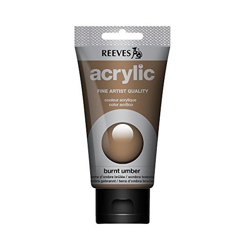 winsor & newton reeves acrylic colour tube, 75 ml, burnt umber