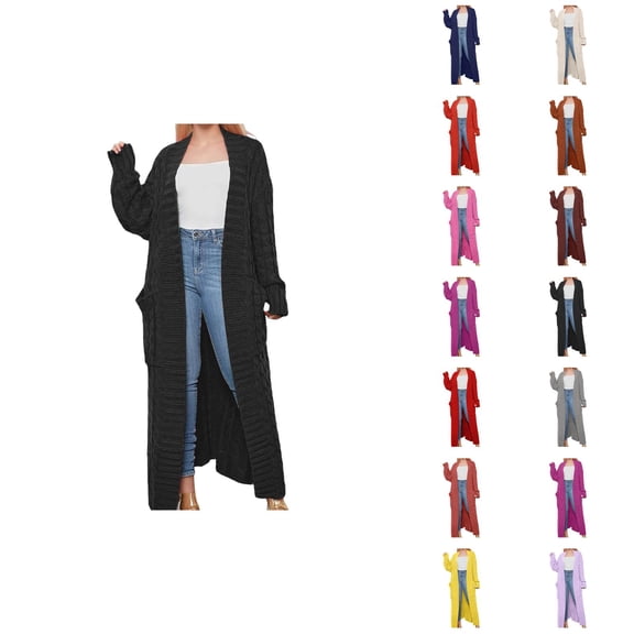 winter clothing for women Women's Sweater Coat Knitted Long Cardigan Warm Winter Fashion Outerwear Casual Oversized Button Front with Pocket Detail