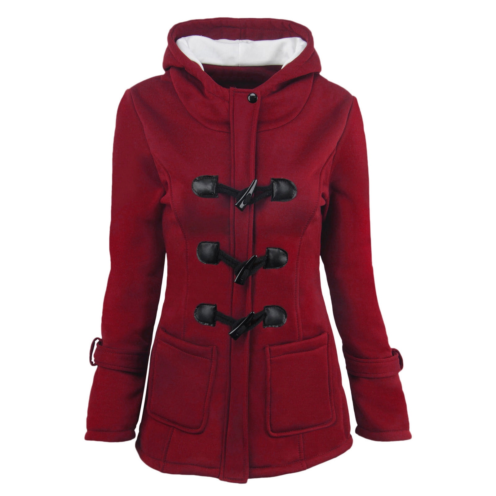 winter coats for women Women Solid Color Horn Buttons Cardigan Padded ...