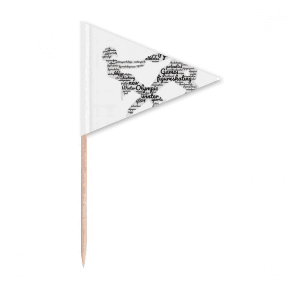 winter double skating wordcloud Toothpick Triangle Cupcake Toppers Flag