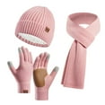 thumbnail image 1 of winter hat and gloves for womenWinter Women's Wool Plus Leather Non Slip Hat Scarf Gloves Three Piece Set, 1 of 5