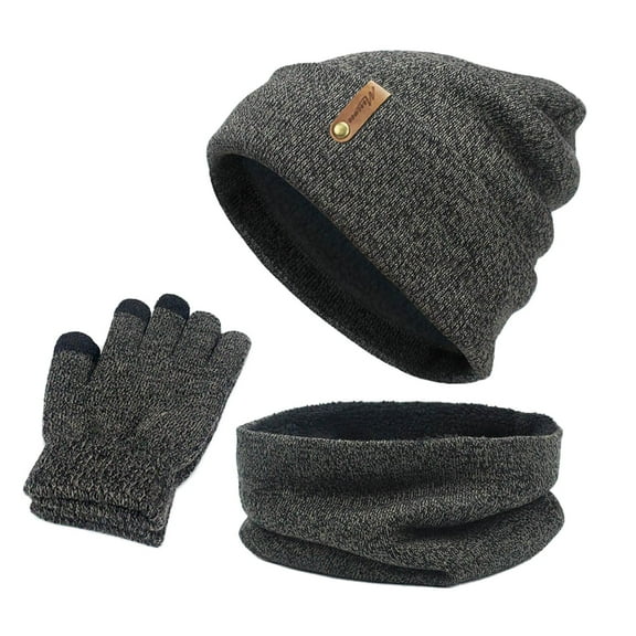 winter hat and gloves for womenWomen&Men Autumn Winter Warm Wool Hat Scarf Gloves Slouchy Three Winter Knit Cap Screen Mittens Scarves Sets