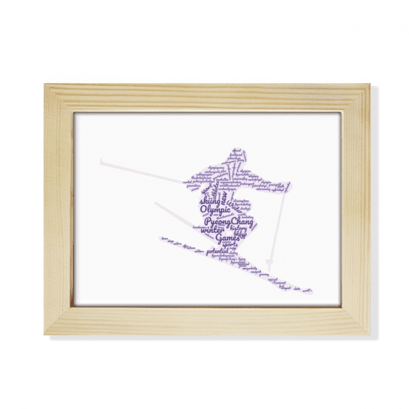 winter ski wordcloud desktop photo frame picture art decoration painting 6x8 inch