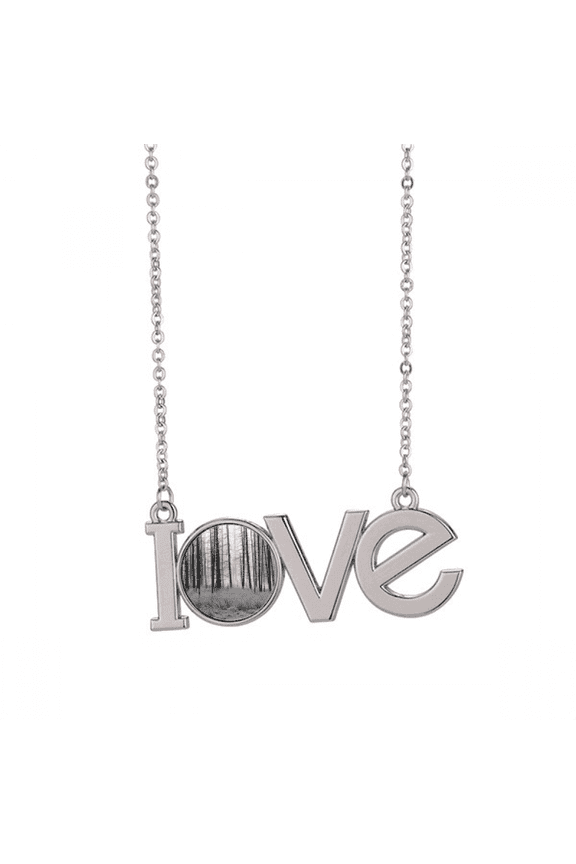 winter snow trees frost love necklace pendant charm jewelry
