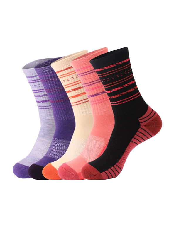 Behome 5 Pairs Woman Winter Socks, Thick Warm Walking Hiking Socks for Ladies, Thermal Thick Wool Socks for Woman