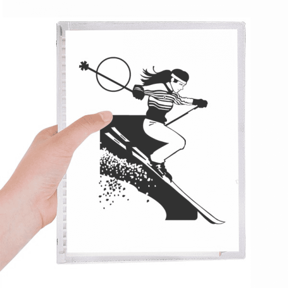 winter sport skiing black pattern notebook loose diary refillable journal statiry