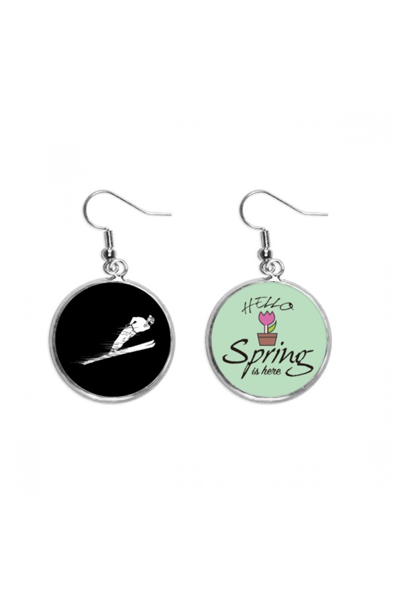 winter sport skiing pattern illustration decoration dangle season sp earring jewelry