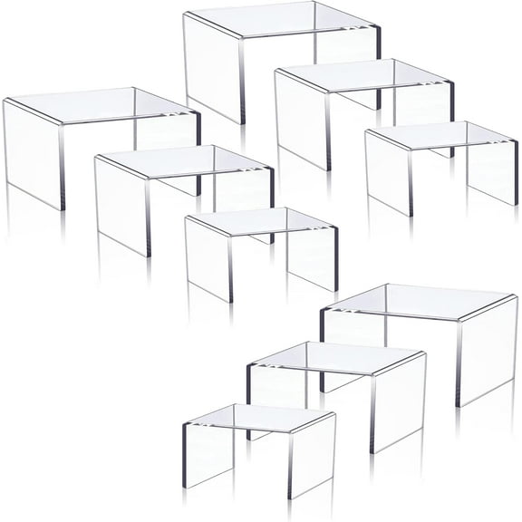 wintfarm Set of 9 Clear Acrylic Display Risers Cupcakes Holder Sweet Stand Display Transparent Showcase Stands, Candy Bar Risers, Acrylic Lifts Display for Figures