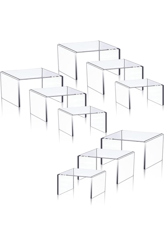 Set of 9 Clear Acrylic Display Risers Cupcakes Holder Sweet Stand Display Transparent Showcase Stands, Candy Bar Risers, Acrylic Lifts Display for Figures