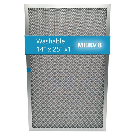 wioAIR Washable Furnace AC Air Filter, MERV 8, (14"x25"x1")