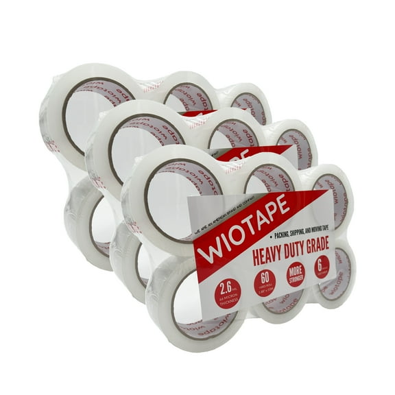 wiotape Heavy Duty Packing Tape, 1.88" x 60 Yard (18 Rolls), 2.6 Mil Thick for Moving, Packing, and Sealing