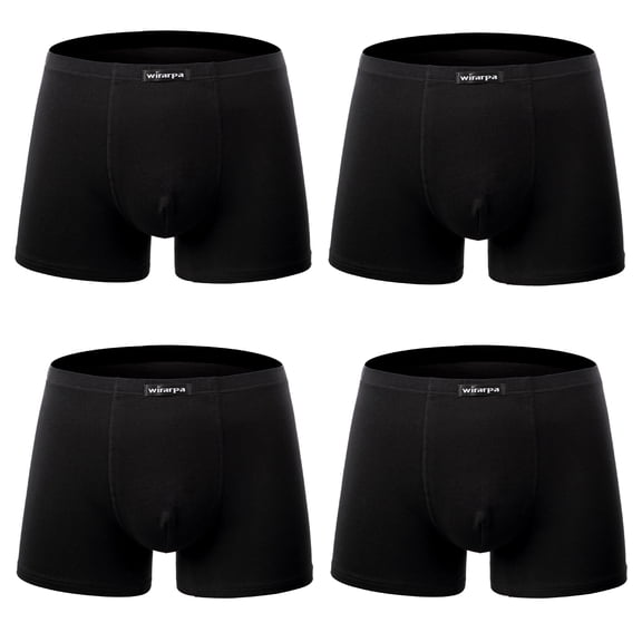 wirarpa Men's Trunk Underwear Short Leg Boxer Briefs Black 4 Pack Sizes S-3XL