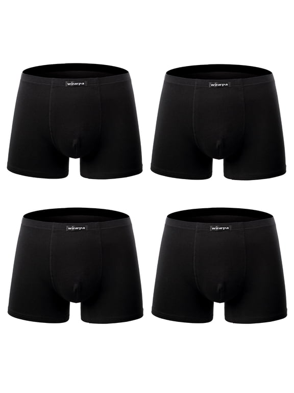 Men's Trunk Underwear Short Leg Boxer Briefs Black 4 Pack Sizes S-3XL
