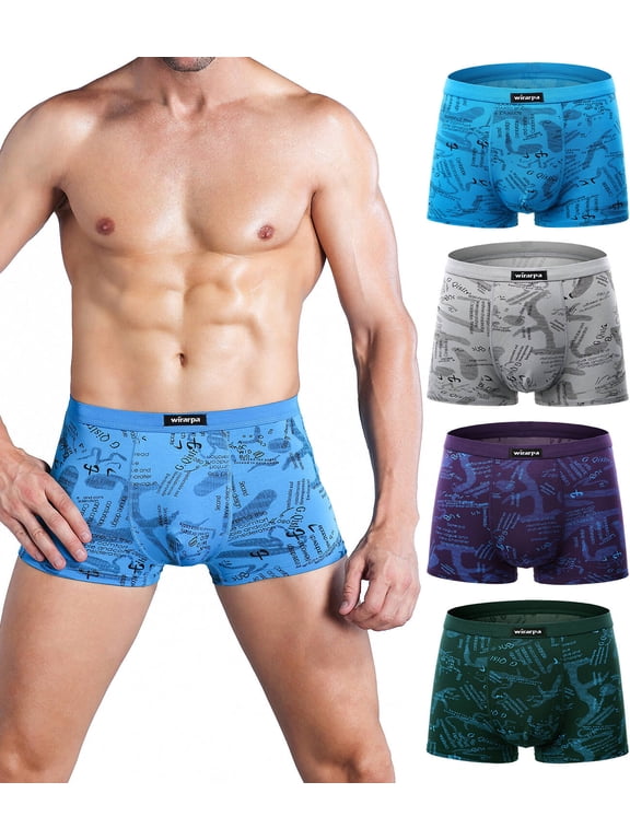 Men's Trunks Underwear Stretch Microfiber Boxer Briefs Short Leg 4 Pack Sizes S-3XL