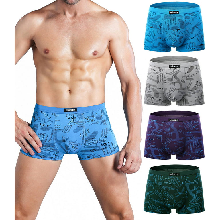 wirarpa Men's Trunks Underwear Stretch Microfiber Boxer Briefs Short Leg 4  Pack Sizes S-3XL 