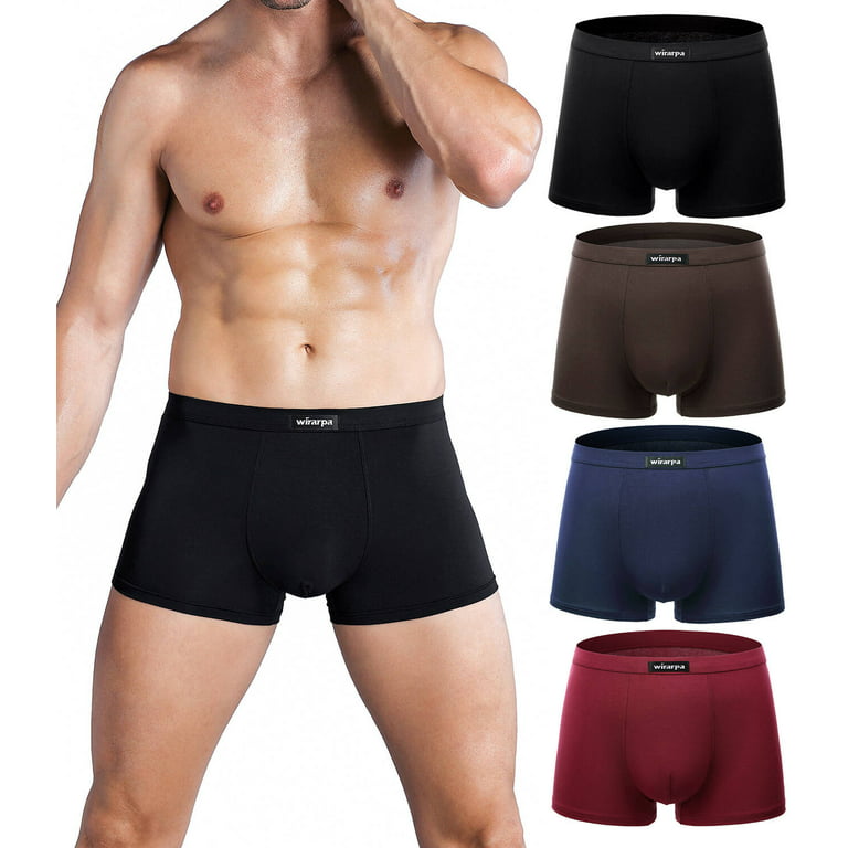 wirarpa Men's Underwear Boxer Briefs Microfiber Trunks Short Leg 4 Pack  Sizes S-3XL