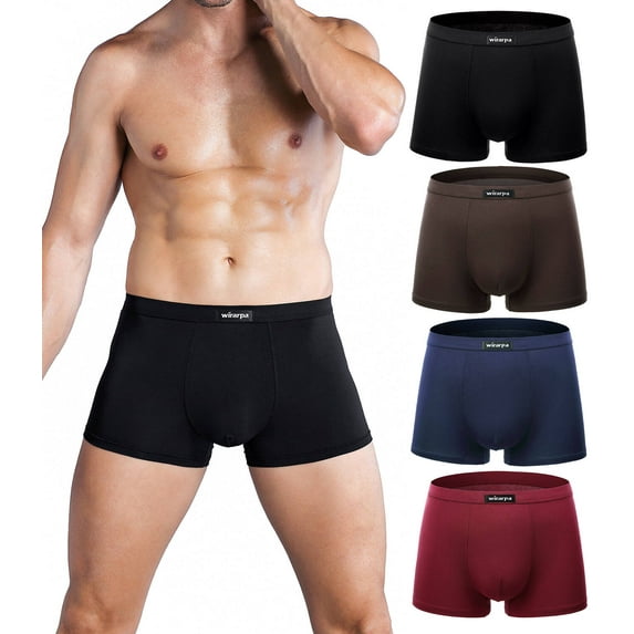 wirarpa Men's Underwear Boxer Briefs Microfiber Trunks Short Leg 4 Pack Sizes S-3XL