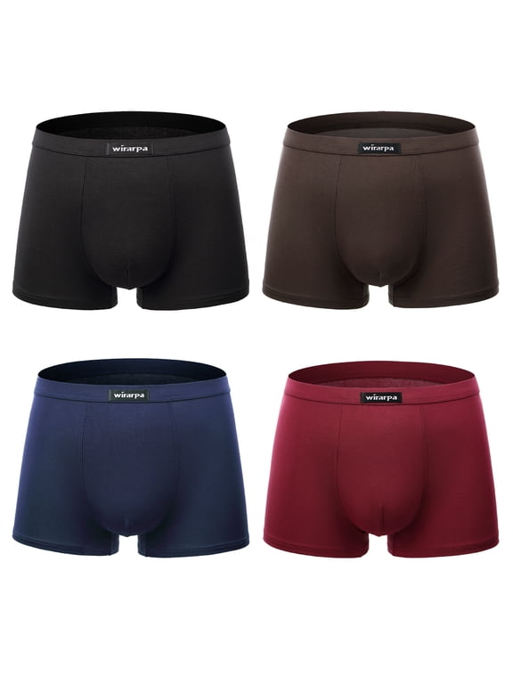 Men's Underwear Boxer Briefs Microfiber Trunks Short Leg 4 Pack Sizes S-3XL