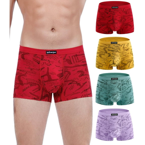 wirarpa Men's Underwear Micro Modal Trunks Briefs Short Leg Underwear 4 Pack Sizes S-3XL