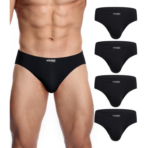 wirarpa Men's Underwear Modal Microfiber Briefs No Fly Underpants Black 4 Pack Sizes S-3XL