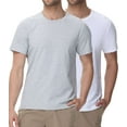 thumbnail image 1 of wirarpa Mens 2 Pack Cotton Crew Neck T-Shirts Short Sleeve Summer Tops Fashion Basic Tees Grey/White Size Medium, 1 of 6