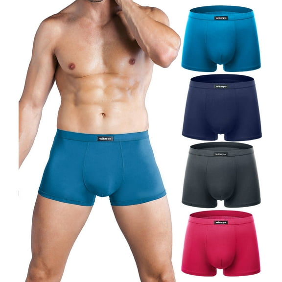 wirarpa Mens Underwear Modal Trunk Boxer Briefs Short Leg 4 Pack Sizes S-3XL