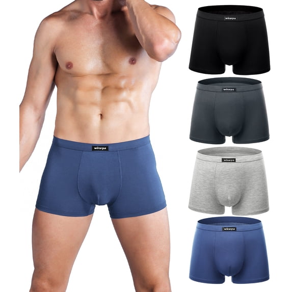wirarpa Mens Underwear Modal Trunk Boxer Briefs Short Leg 4 Pack Sizes S-3XL
