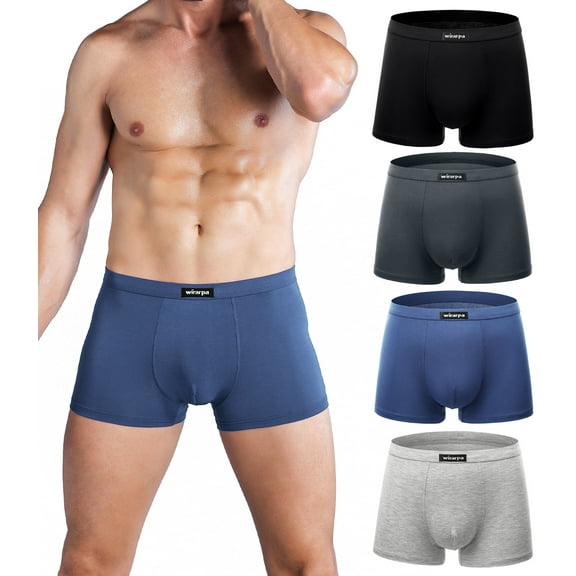 wirarpa Mens Underwear Modal Trunk Boxer Briefs Short Leg 4 Pack Sizes S-3XL