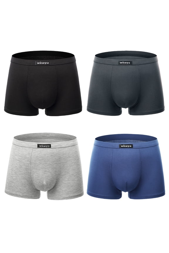 Mens Underwear Modal Trunk Boxer Briefs Short Leg 4 Pack Sizes S-3XL