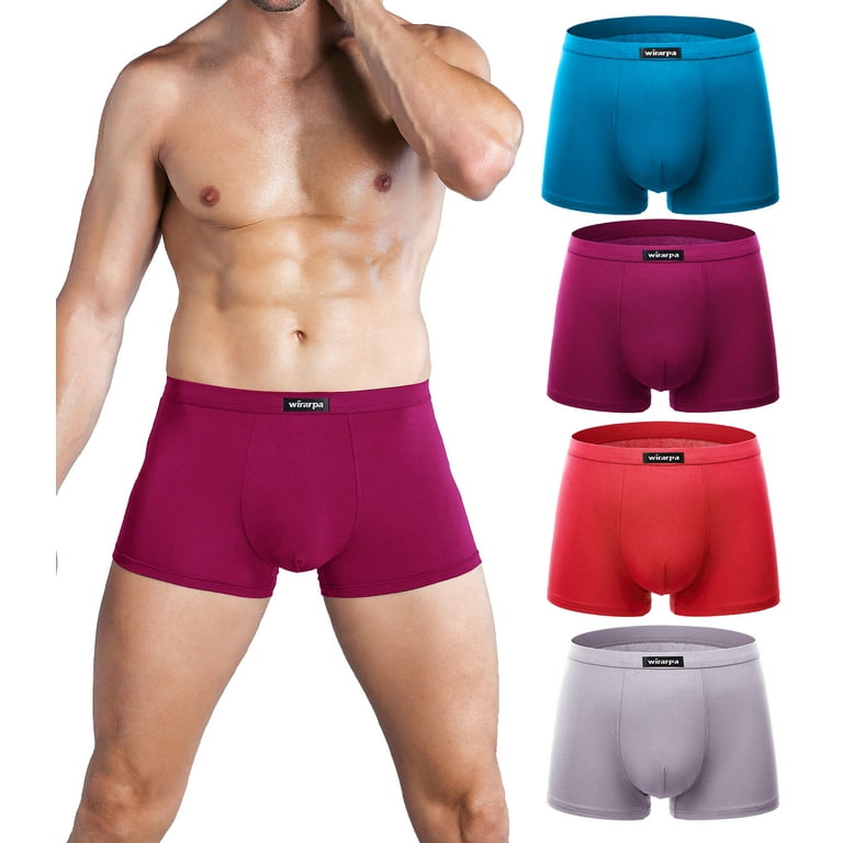 wirarpa Mens Underwear Modal Trunk Boxer Briefs Short Leg 4 Pack Sizes S-3XL