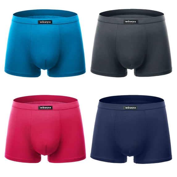wirarpa Mens Underwear Modal Trunk Boxer Briefs Short Leg 4 Pack Sizes S-3XL