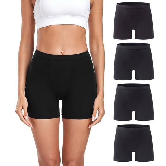 wirarpa Women's Boyshorts Underwear Anti-chafing Modal Boxer Briefs 4 Pack Black Medium