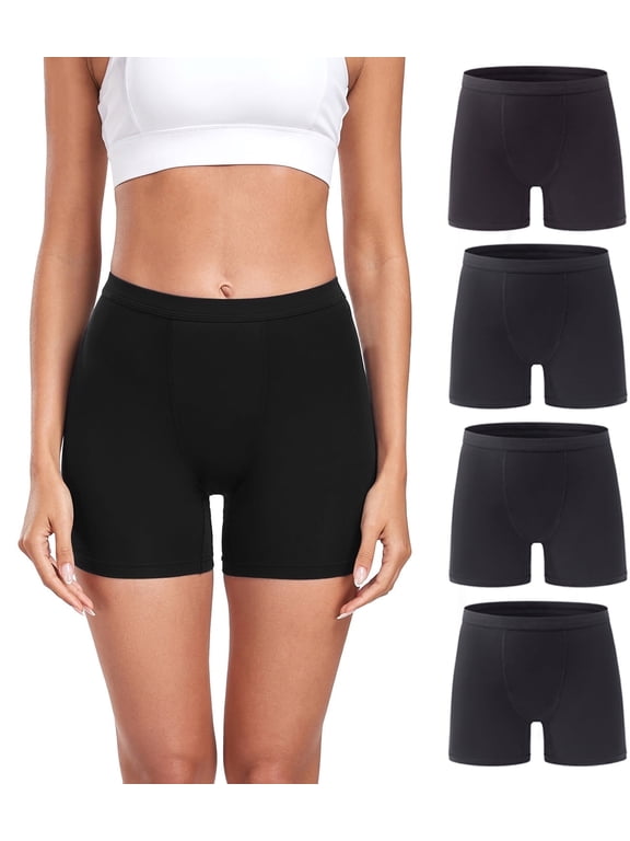 Women's Boyshorts Underwear Anti-chafing Modal Boxer Briefs 4 Pack Black Small