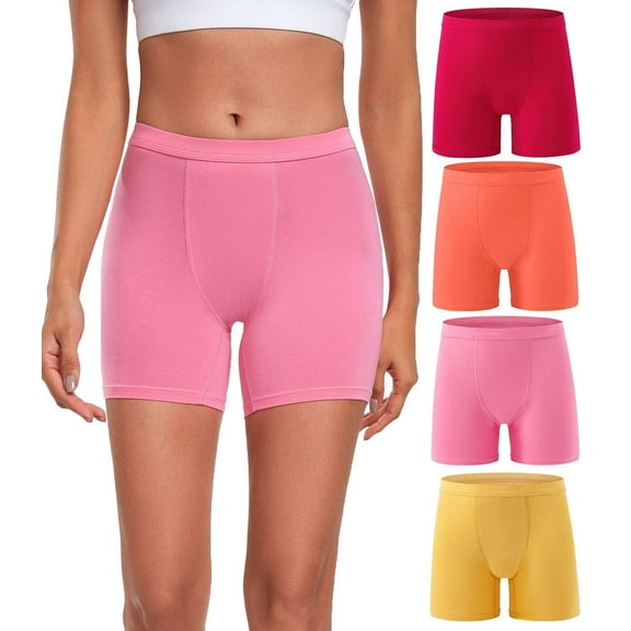 wirarpa Women's Boyshorts Underwear Anti-chafing Modal Boxer Briefs 4 Pack Multicolor Large