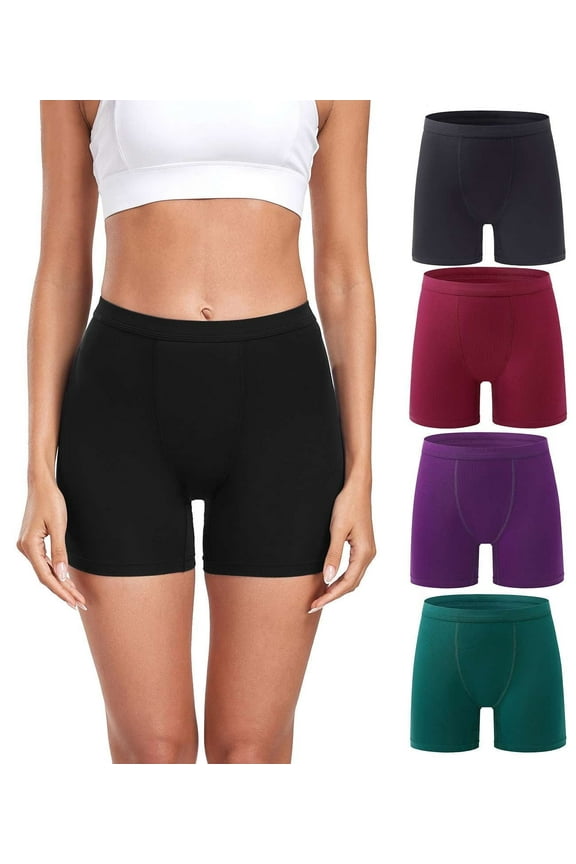 Women's Boyshorts Underwear Anti-chafing Modal Boxer Briefs 4 Pack Multicolor Small