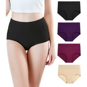 wirarpa Women's Brief Underwear High Waist Bamboo Modal Panties 4 Pack Sizes 5-10