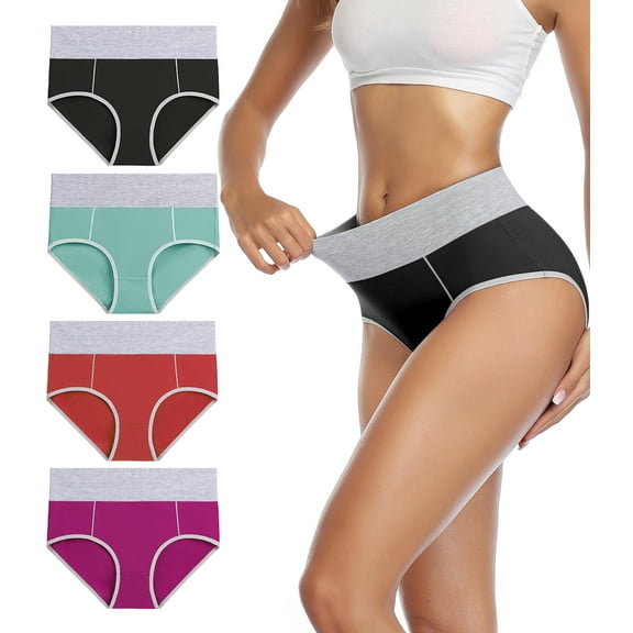 wirarpa Women's Briefs High Waist Underwear Ladies Cotton Panties 4 Pack Sizes 5-10