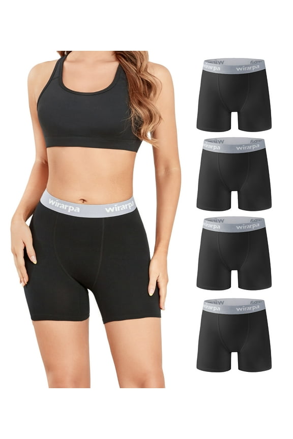 Women's Cotton Boxer Briefs Anti-Chafing Boyshorts Panties 5.5" Inseam 4 Pack(3XL, Black)