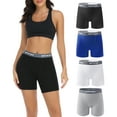 thumbnail image 1 of "wirarpa Women's Cotton Boxer Briefs, Anti-Chafing Boyshorts Panties, 5.5"" Inseam, 4 Pack (S, Black/Grey/White/Navy)", 1 of 7