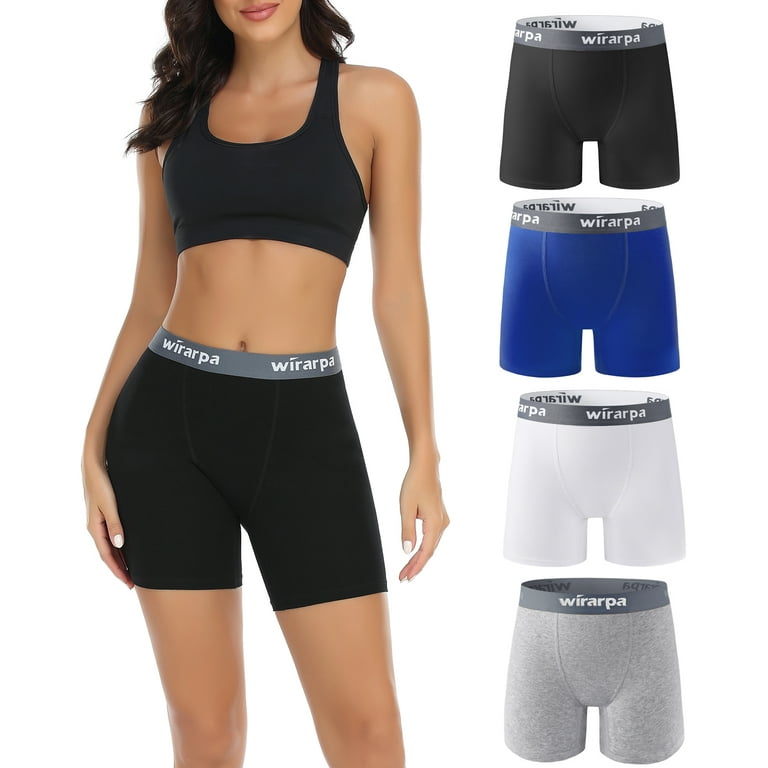 POKARLA 4 Pack Women's Cotton Underwear Boxer Shorts Anti Chafing
