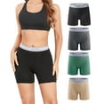thumbnail image 1 of wirarpa Women's Cotton Boxer Briefs Anti-Chafing Boyshorts Panties 5.5" Inseam 4 Pack(S, Black/Slate/Green/Beige), 1 of 7