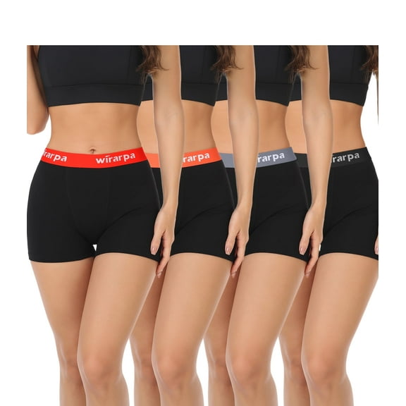 wirarpa Women's Cotton Boxer Briefs Underwear Anti Chafe Boy Shorts 3" Inseam 4 Pack Black 2X-Large